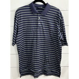 Polo Golf Shirt Men's Large Blue Green Striped Ralph Lauren Preppy Pony Golf